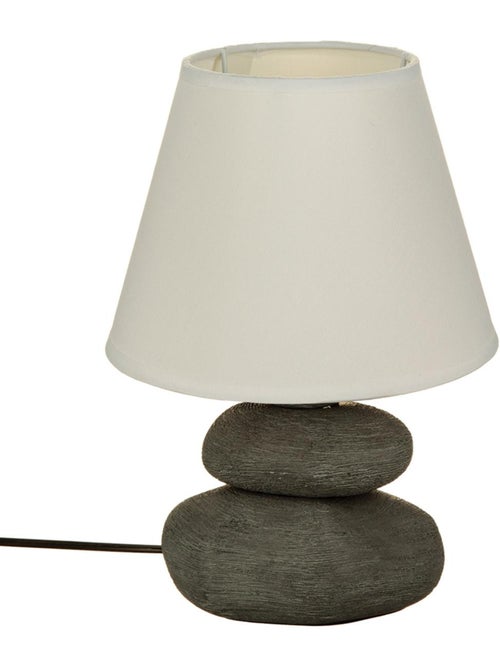 Lampe céramique galets striés abat-jour tissu MER - Kiabi