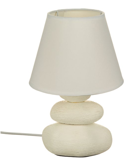 Lampe céramique galets striés abat-jour tissu MER - Kiabi