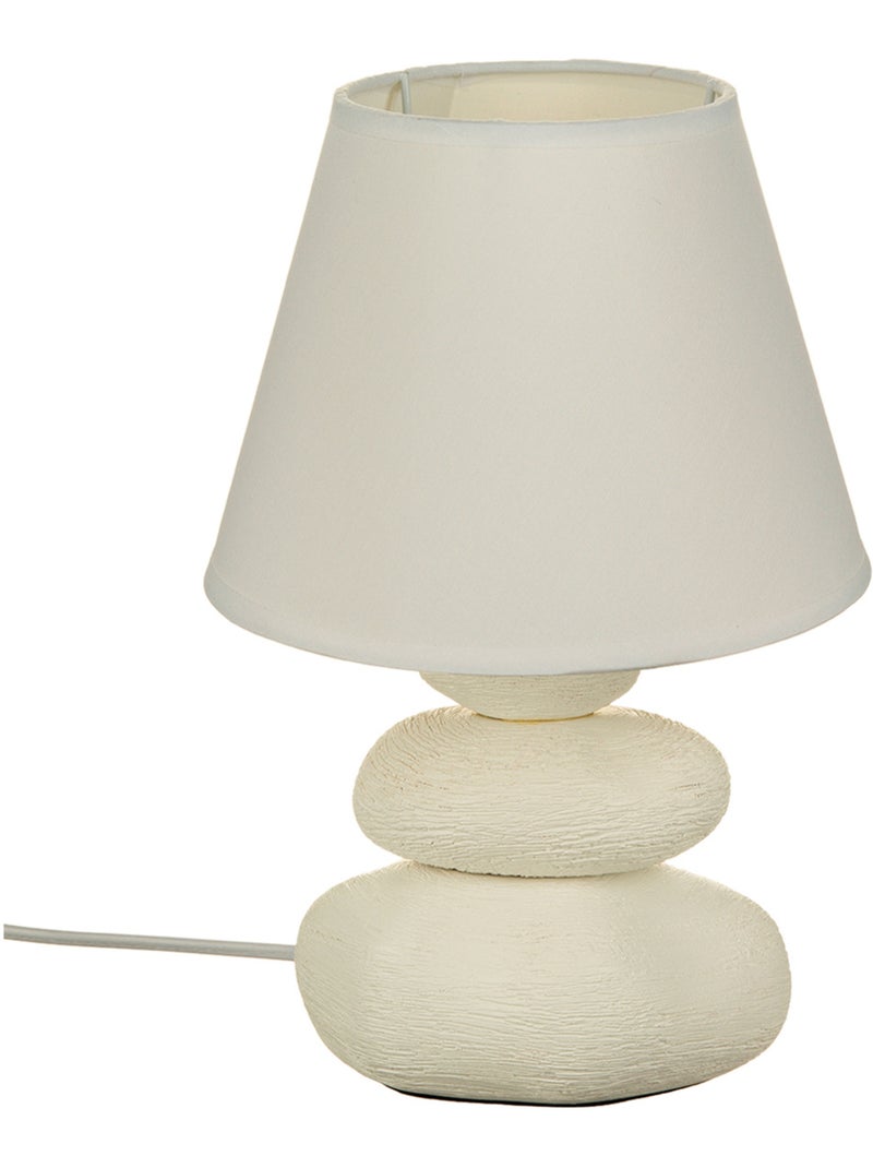 Lampe céramique galets striés abat-jour tissu MER Gris - Kiabi