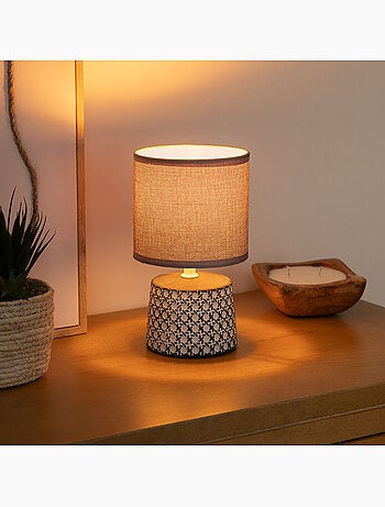 Lampe céramique grès design cannage YOJOA