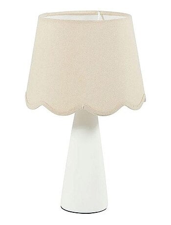 Lampe céramique lin Mathilde blanc