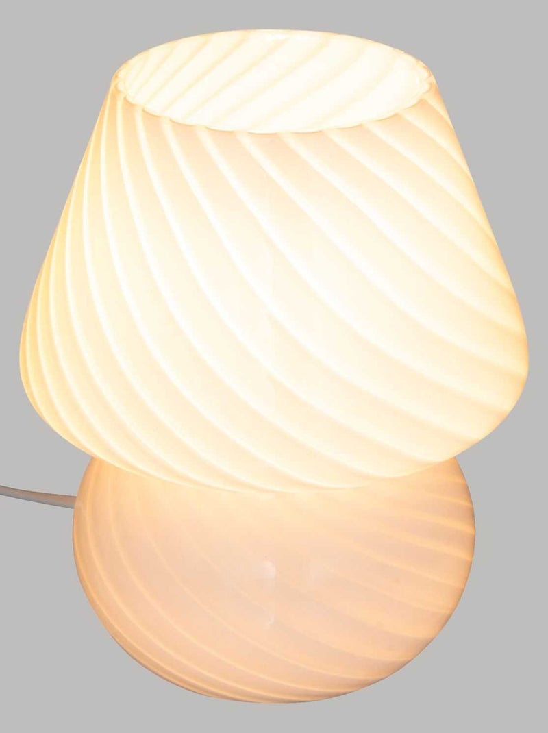 Lampe champignon à rayures en verre CARA Blanc - Kiabi