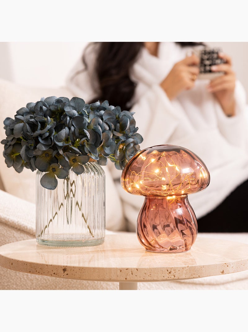 Lampe champignon verre LED à pile MALU Vieux rose - Kiabi