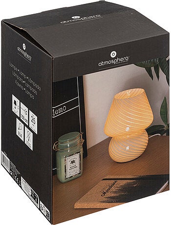 Lampe champignon verre strié CARA