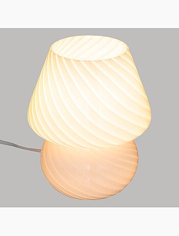 Lampe champignon verre strié CARA