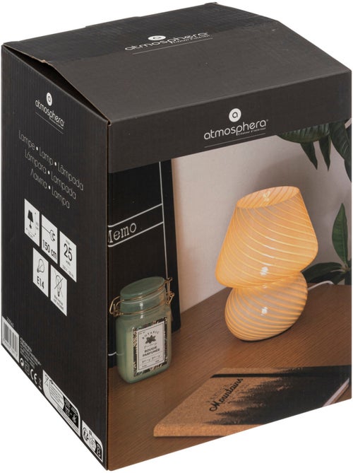 Lampe champignon verre strié CARA - Kiabi Lampe champignon verre strié CARA - Kiabi