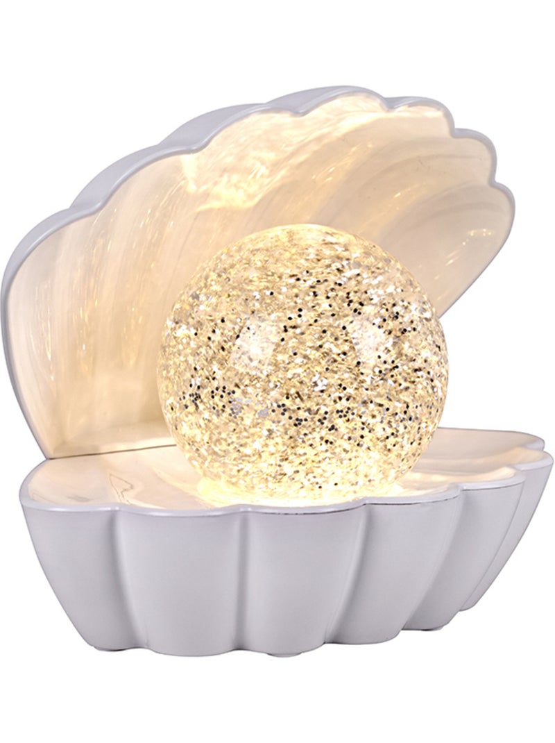 Lampe coquillage lumineuse  -  - Effet pailleté Blanc - Kiabi