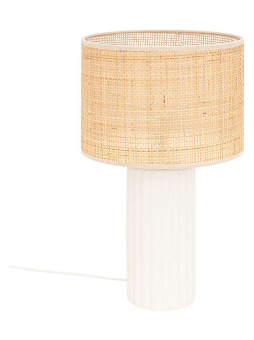 Lampe cylindre en cannage et céramique TYLIA - Kiabi Lampe cylindre en cannage et céramique TYLIA - Kiabi