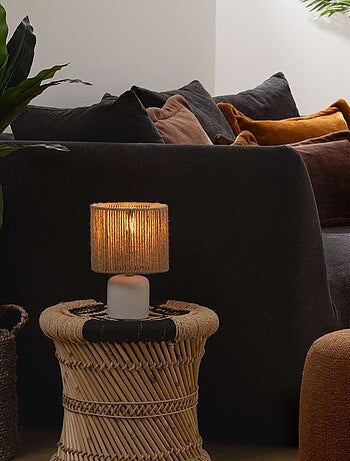 Lampe cylindrique à poser en corde et céramique KOBY