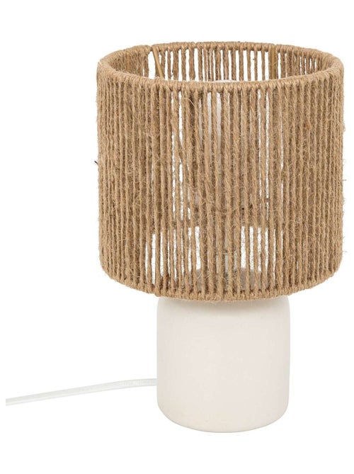 Lampe cylindrique à poser en corde et céramique KOBY - Kiabi