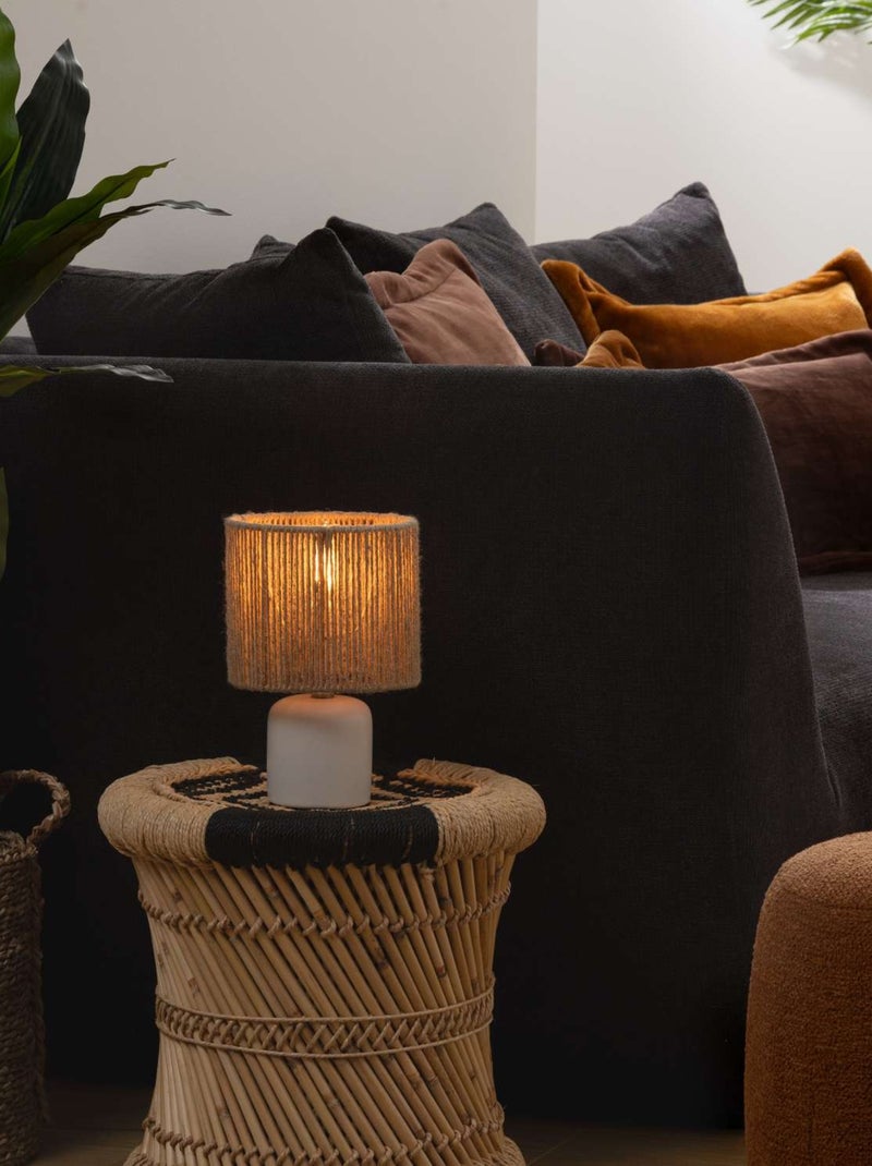 Lampe cylindrique à poser en corde et céramique KOBY Blanc - Kiabi