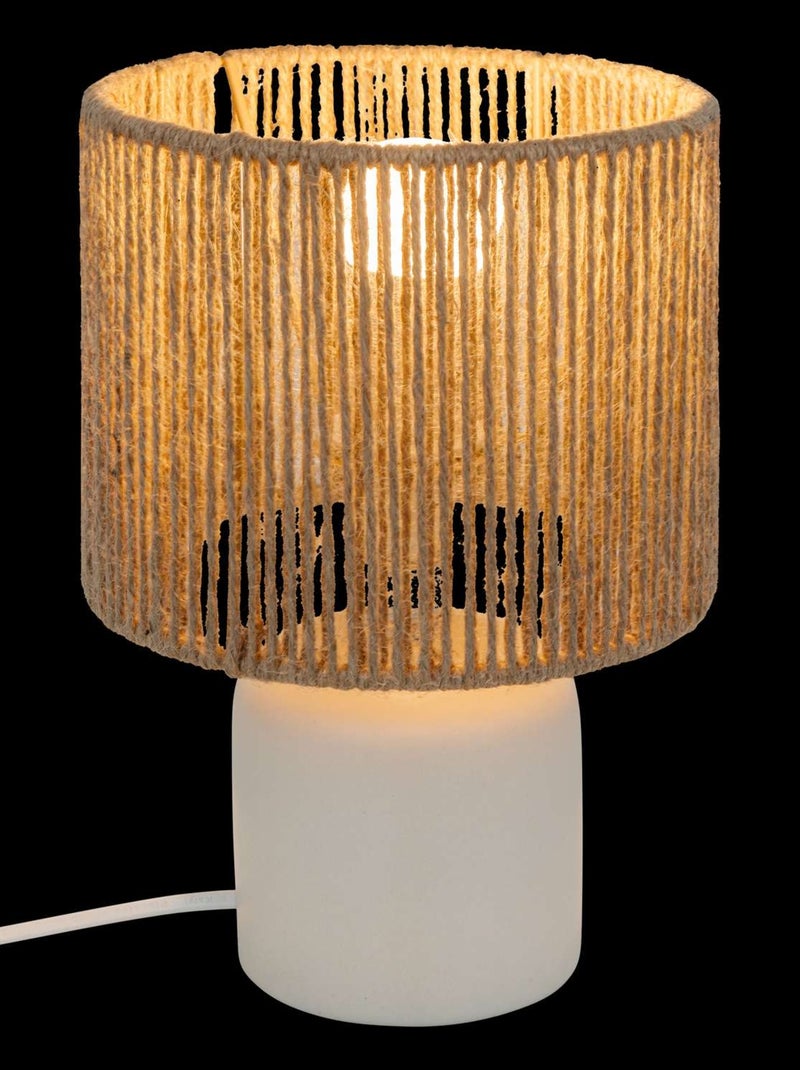 Lampe cylindrique à poser en corde et céramique KOBY Blanc - Kiabi