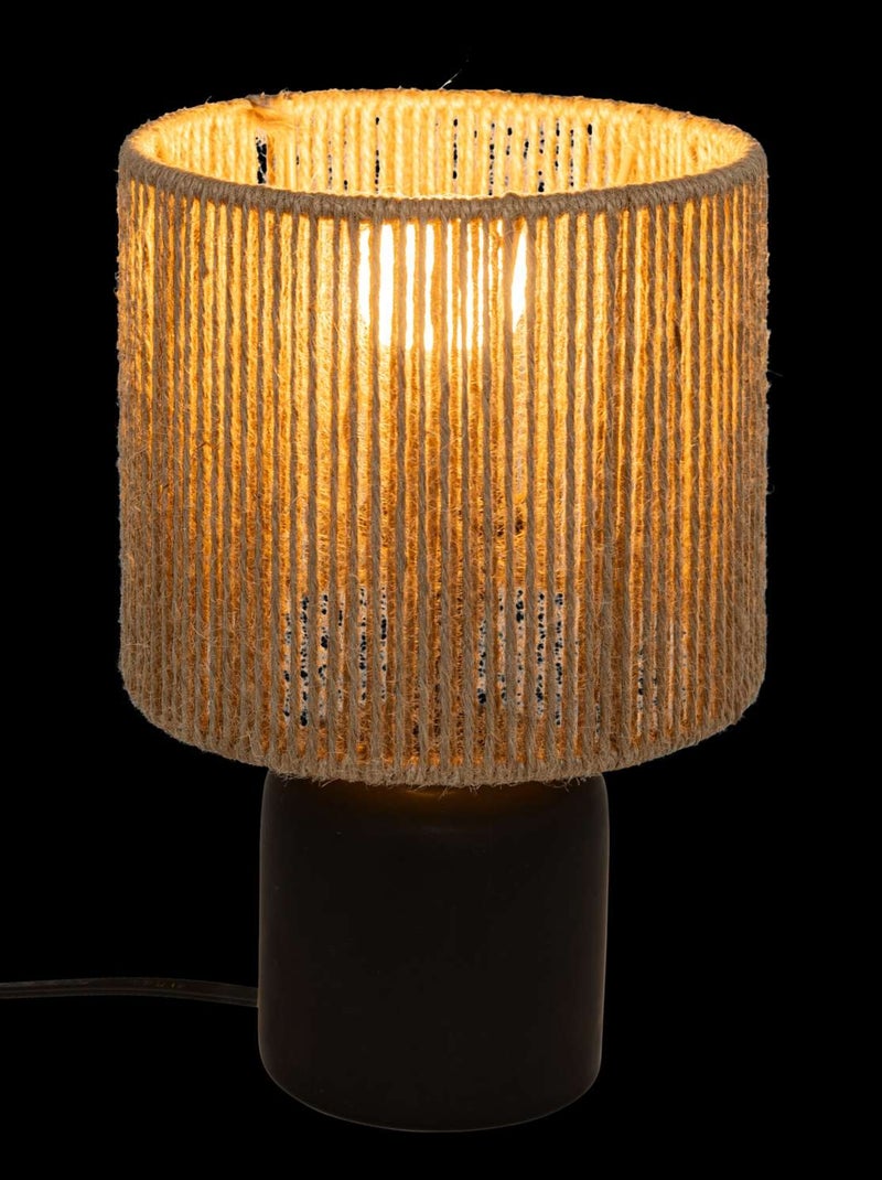 Lampe cylindrique à poser en corde et céramique KOBY Noir - Kiabi