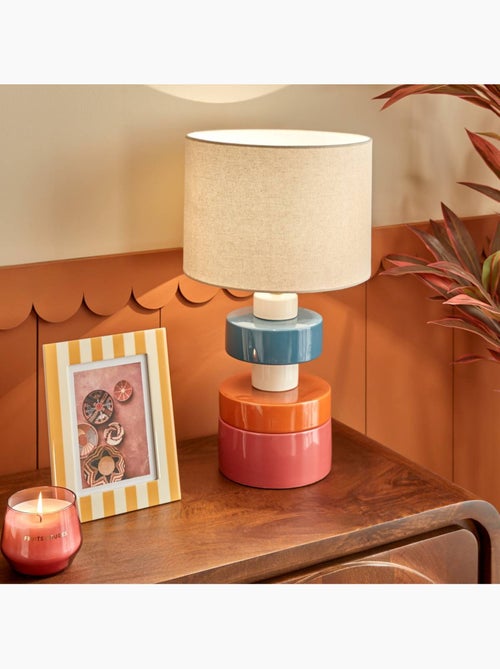 Lampe cylindrique en lin FIVA - Kiabi
