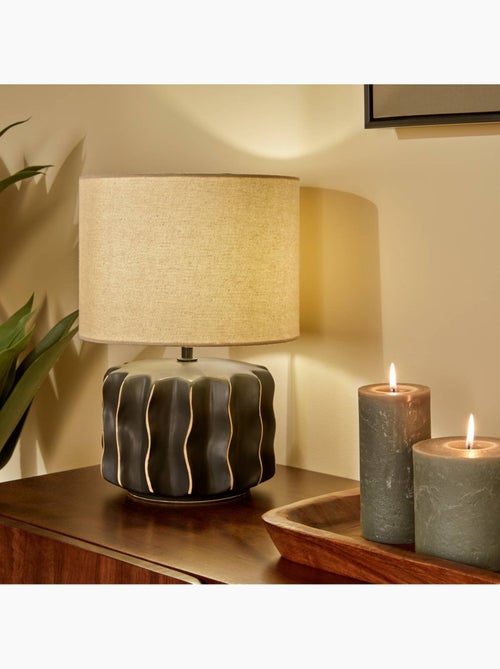 Lampe cylindrique en lin MALYA - Kiabi