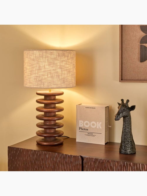 Lampe cylindrique en manguier rochi - Kiabi