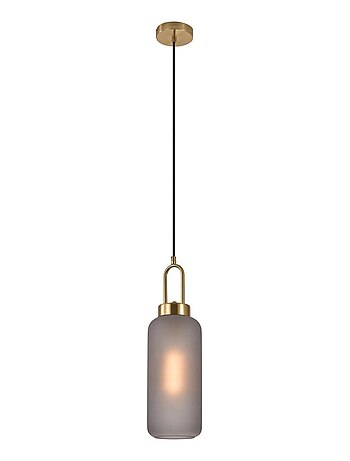 Lampe cylindrique en suspension en verre fumé mat - House Nordic
