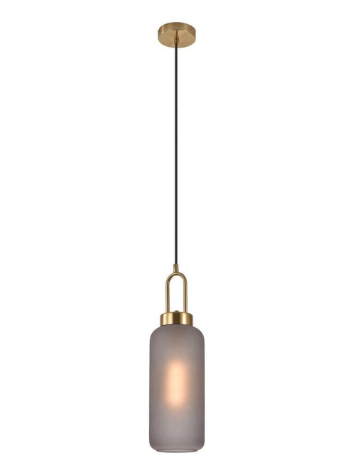 Lampe cylindrique en suspension en verre fumé mat - House Nordic - Kiabi