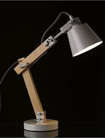 Lampe de bureau en bois et métal
