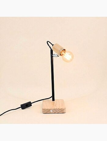 Lampe de bureau en métal et bois 32cm