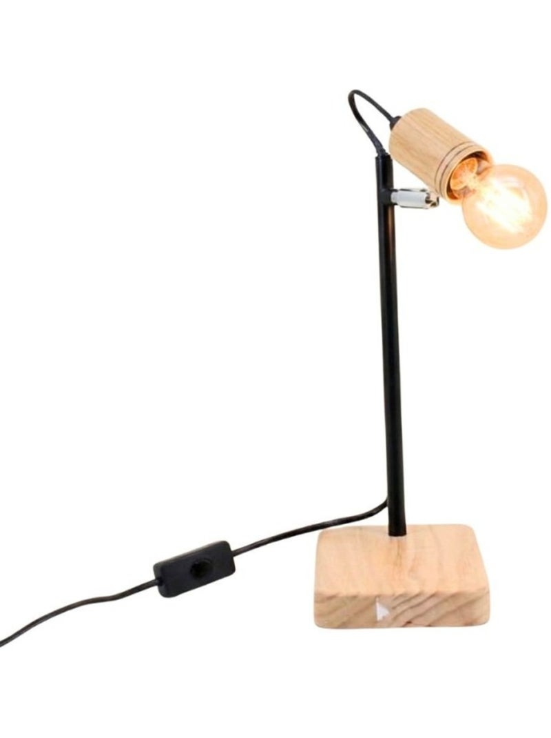 Lampe de bureau en métal et bois 32cm Noir - Kiabi