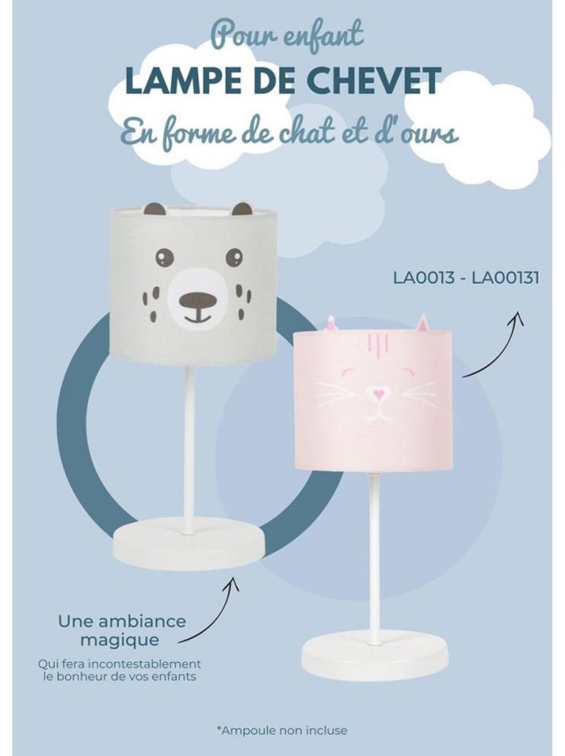 Lampe de chevet enfant ours Gris - Kiabi