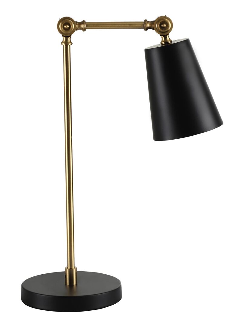 Lampe de table articulée style néo-rétro métal doré abat-jour noir Beige - Kiabi