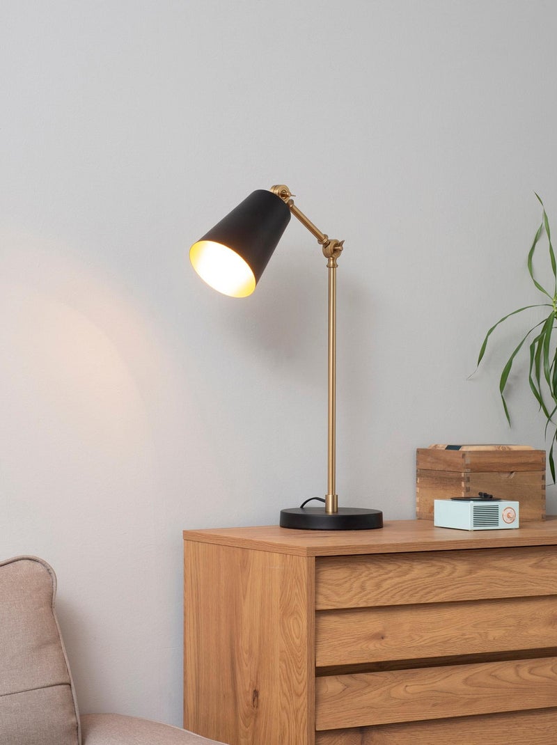 Lampe de table articulée style néo-rétro métal doré abat-jour noir Beige - Kiabi