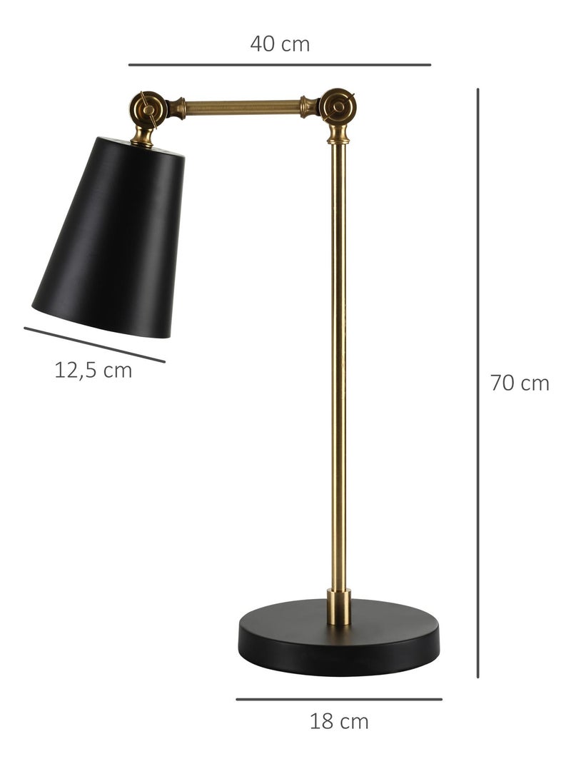 Lampe de table articulée style néo-rétro métal doré abat-jour noir Beige - Kiabi