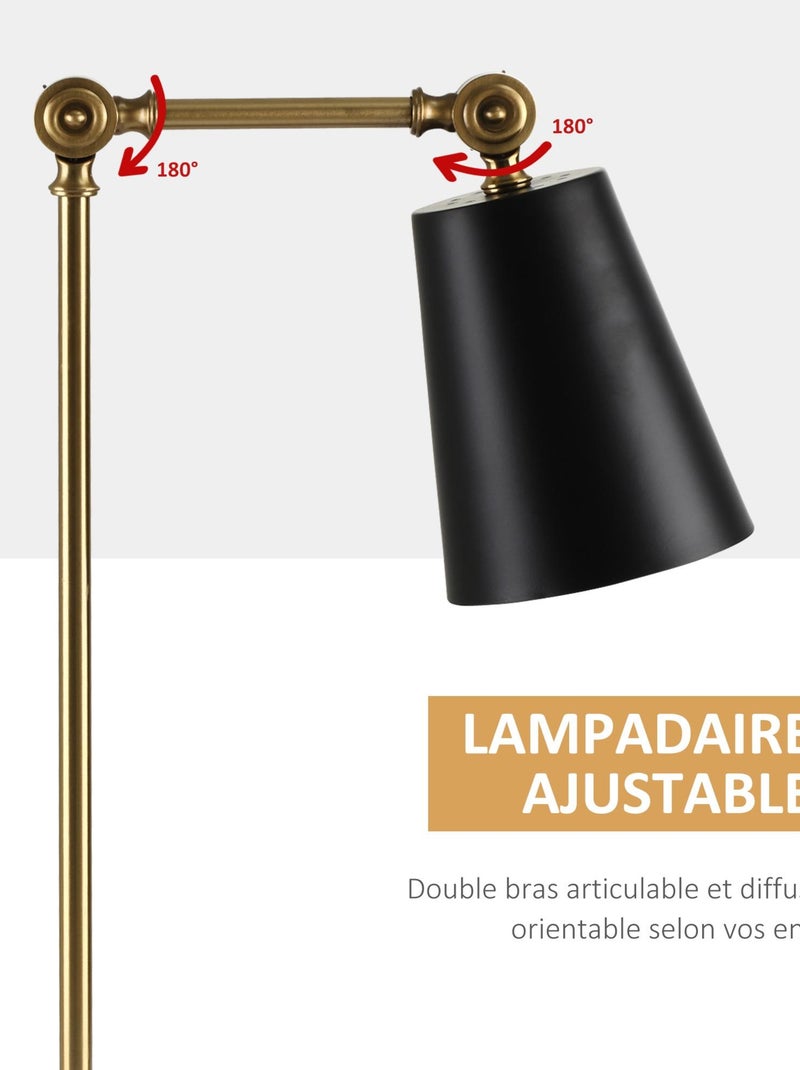 Lampe de table articulée style néo-rétro métal doré abat-jour noir Beige - Kiabi