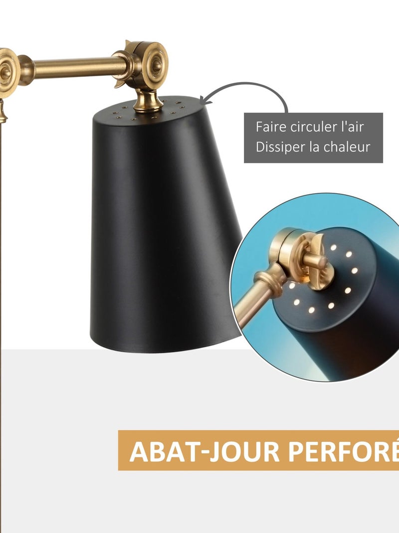 Lampe de table articulée style néo-rétro métal doré abat-jour noir Beige - Kiabi