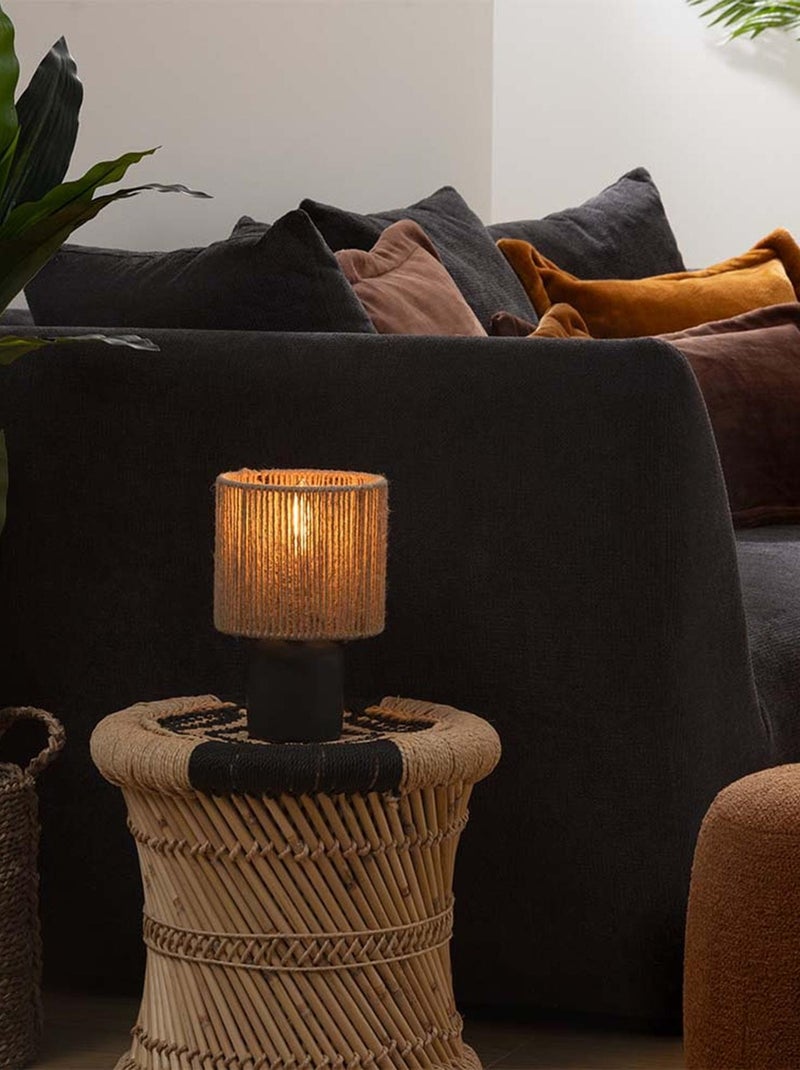 Lampe de table cylindre style bohème Noir - Kiabi