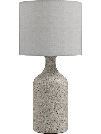Lampe de table design effet grès céramique lin