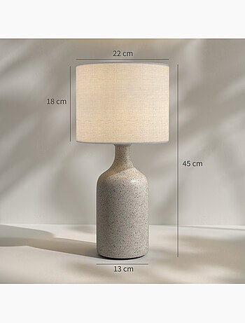 Lampe de table design effet grès céramique lin