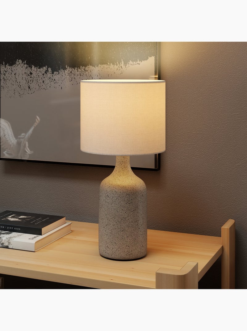 Lampe de table design effet grès céramique lin Gris - Kiabi