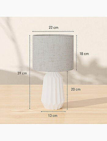 Lampe de table design néo-rétro céramique géométrique lin