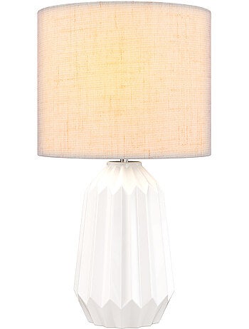 Lampe de table design néo-rétro céramique géométrique lin