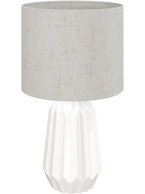Lampe de table design néo-rétro céramique géométrique lin - Kiabi Lampe de table design néo-rétro céramique géométrique lin - Kiabi
