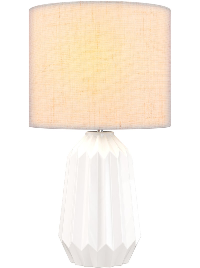Lampe de table design néo-rétro céramique géométrique lin Blanc Blanc - Kiabi
