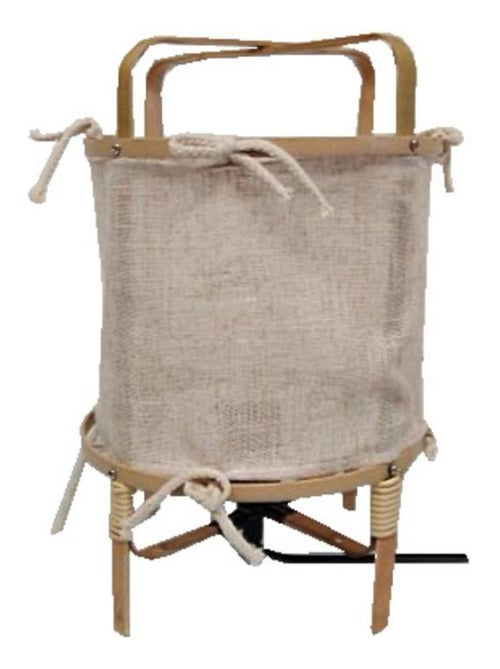 Lampe de table en bambou avec toile en lin LOMBOK 'Deko&co' - Kiabi