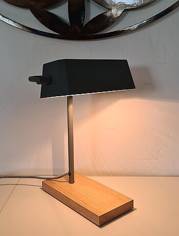 Lampe de table en bois et métal