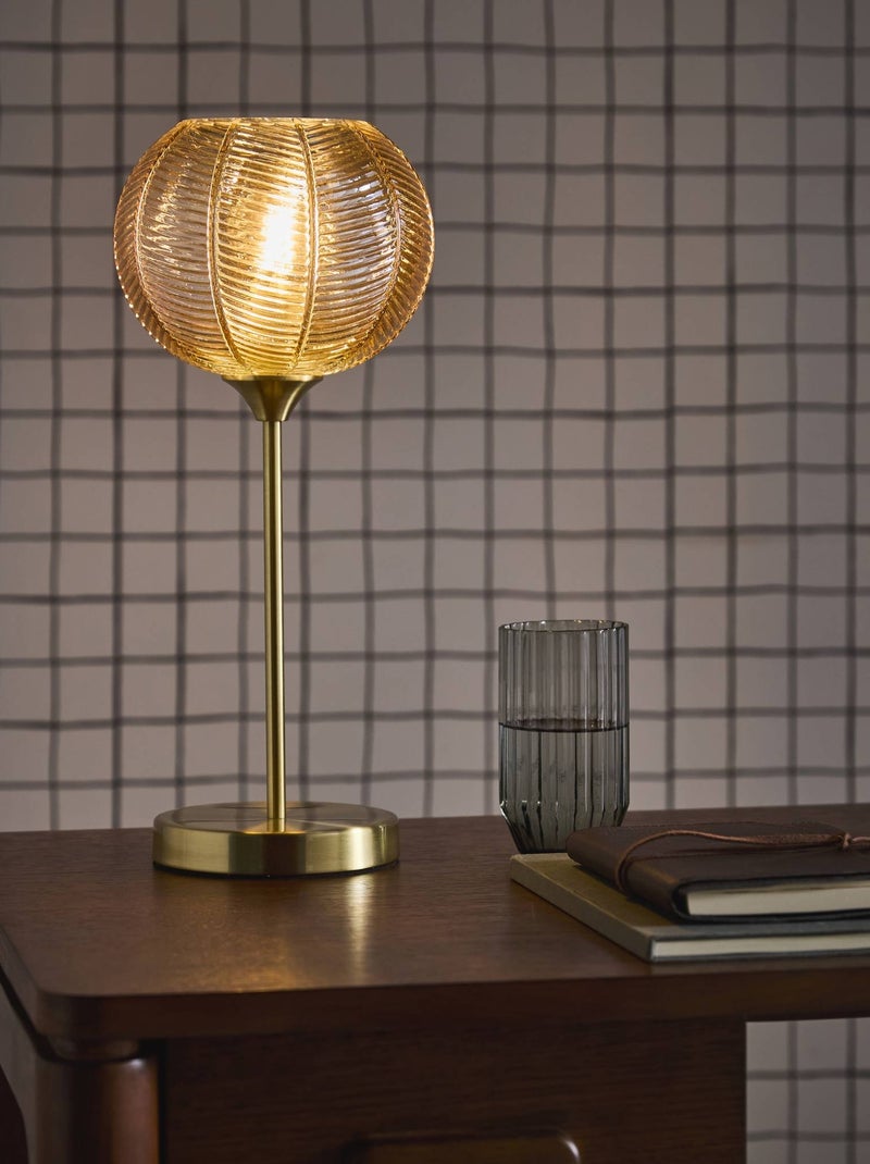 Lampe de table intérieur métal et verre Ø20cm Basile Orange - Kiabi