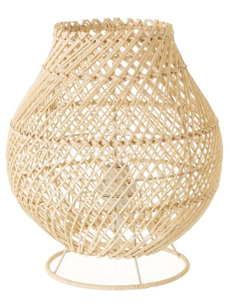 Lampe de table naturelle arrondie en rotin Beige - Kiabi
