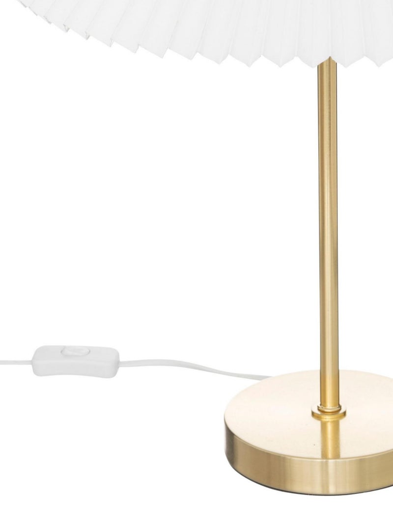 Lampe doré avec abat-jour plissé Blanc - Kiabi