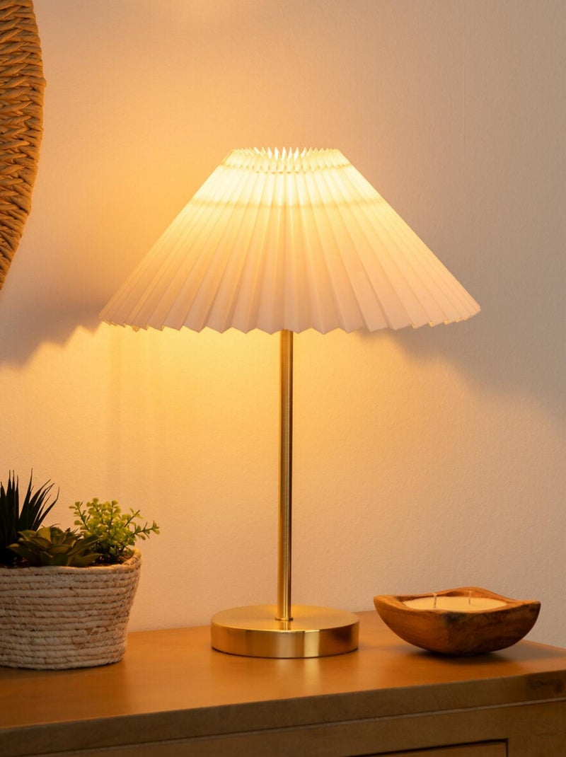 Lampe doré avec abat-jour plissé Blanc - Kiabi