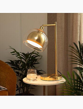 Lampe double abat-jour verre et métal rivi