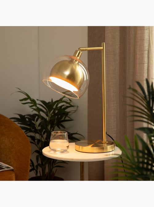 Lampe double abat-jour verre et métal rivi - Kiabi