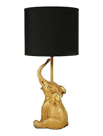 Lampe éléphant résine dorée