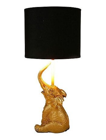 Lampe éléphant résine dorée