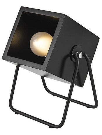 Lampe en bois et métal carrée Hefty - H. 17 cm